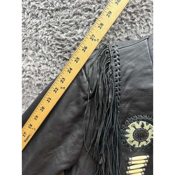 Sunriders Western Wear Leather Fringe Cropped Biker Jacket Black Womens Size M - Picture 12 of 12